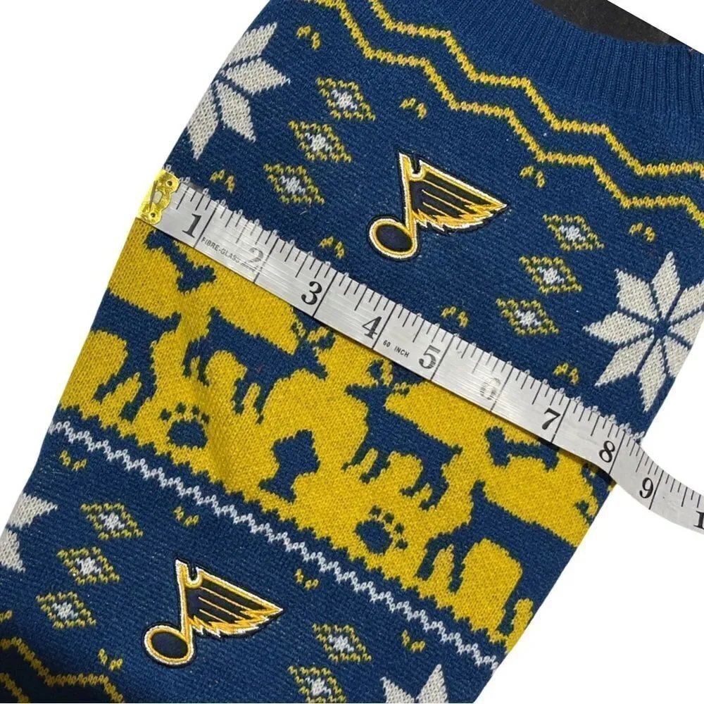 NHL Officially Licensed St Louis Blues Hockey Knit Holiday Dog Sweater Small NWT